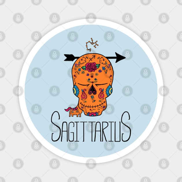 Sagittarius Zodiac Dia De Los Muertos Style Magnet by El Californiaro